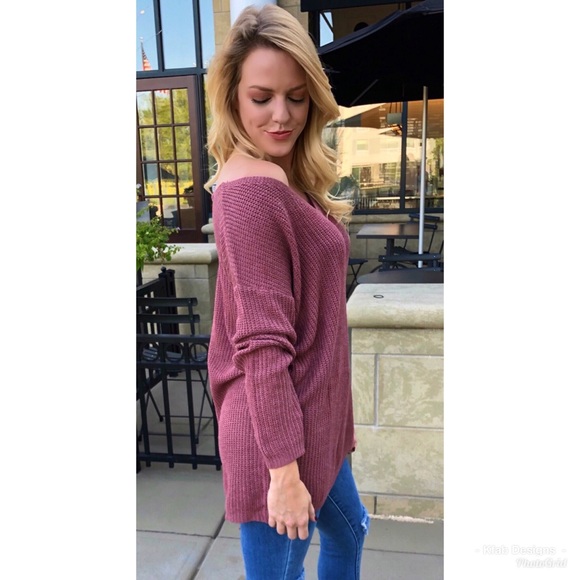 🛍LAST 1! Mauve Lace Up Back Sweater! - Picture 7 of 8